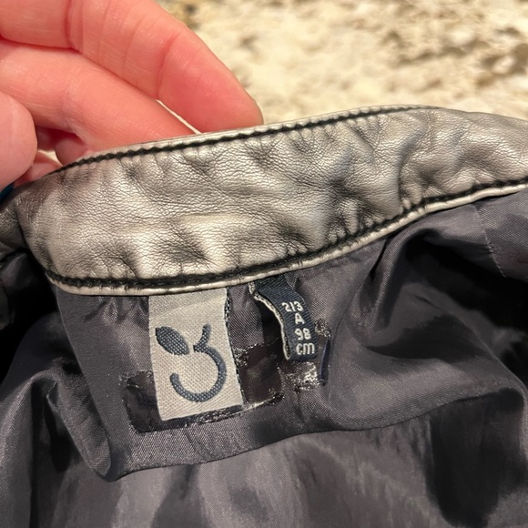 Stunning 3pommes faux-leather moto quilted metallic jacket, size 2/3 98cm - Picture 4 of 9